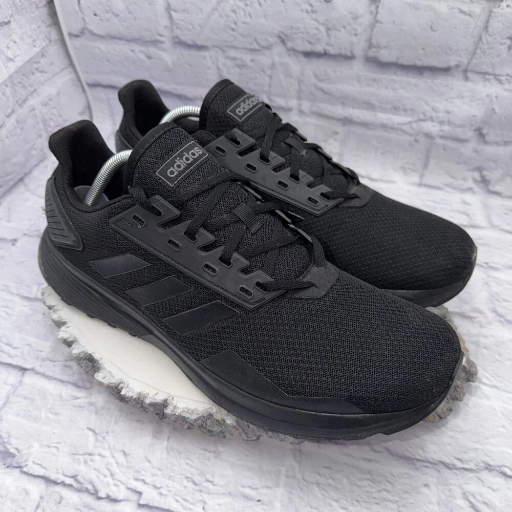 Adidas Duramo 9 Mens Size 12.5 Triple Black Walking Running Shoes Sneakers - Picture 5 of 14